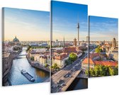 Schilderij - de rivier Spree en zicht op Berlijn, 3 luik, premium print