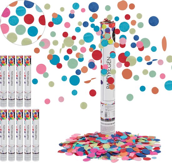 10x confetti kanon groot - party popper gekleurd - 40cm - verjaardag - decoratie