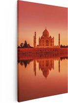 Artaza Canvas Schilderij Taj Mahal bij Zonsondergang - 40x60 - Poster Foto op Canvas - Canvas Print