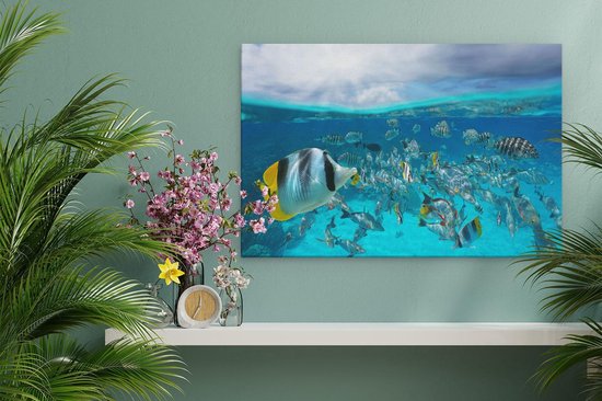 Artaza Peinture sur Toile Nuée de Pêche Jaunes dans l' Water - 30x20 - Klein - Tableau sur Toile - Impression sur Toile