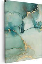 Artaza - Canvas Schilderij - Abstracte Kunst - Blauwe Marmer met Goud - 40x50 - Foto Op Canvas - Canvas Print