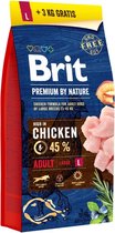 Brit Premium by Nature hondenvoer Adult L 15 + 3 kg GRATIS - Hond