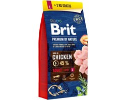 Brit Premium by Nature hondenvoer Adult L 15 + 3 kg GRATIS - Hond