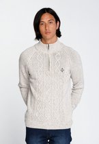 J&JOY - Trui Mannen Ontario Forest Off White Grey Mockneck