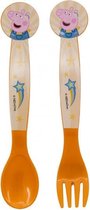 bestekset Peppa Pig junior 22 cm oranje 2-delig