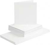 kaarten en enveloppen 15 x 15 cm 50 sets wit