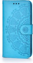 Bloemen Book Case - Xiaomi Redmi 9T Hoesje - Blauw