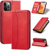 GSMNed – Luxe iPhone 12/12 Pro Rouge – Coque en cuir PU de haute qualité – iPhone 12/12 Pro Rouge – Design – Avec compartiment à billets