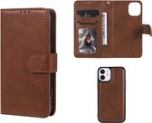 Apple iPhone 12 Mini hoesje, MobyDefend Luxe 2-in-1 Wallet Book Case Met Uitneembare Backcover, Bruin | GSM Hoesje / Telefoonhoesje Geschikt Voor: Apple iPhone 12 Mini