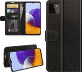 Samsung Galaxy A22 (5G) hoesje - MobyDefend Wallet Book Case (Sluiting Achterkant) - Zwart - GSM Hoesje - Telefoonhoesje Geschikt Voor: Samsung Galaxy A22 (5G)