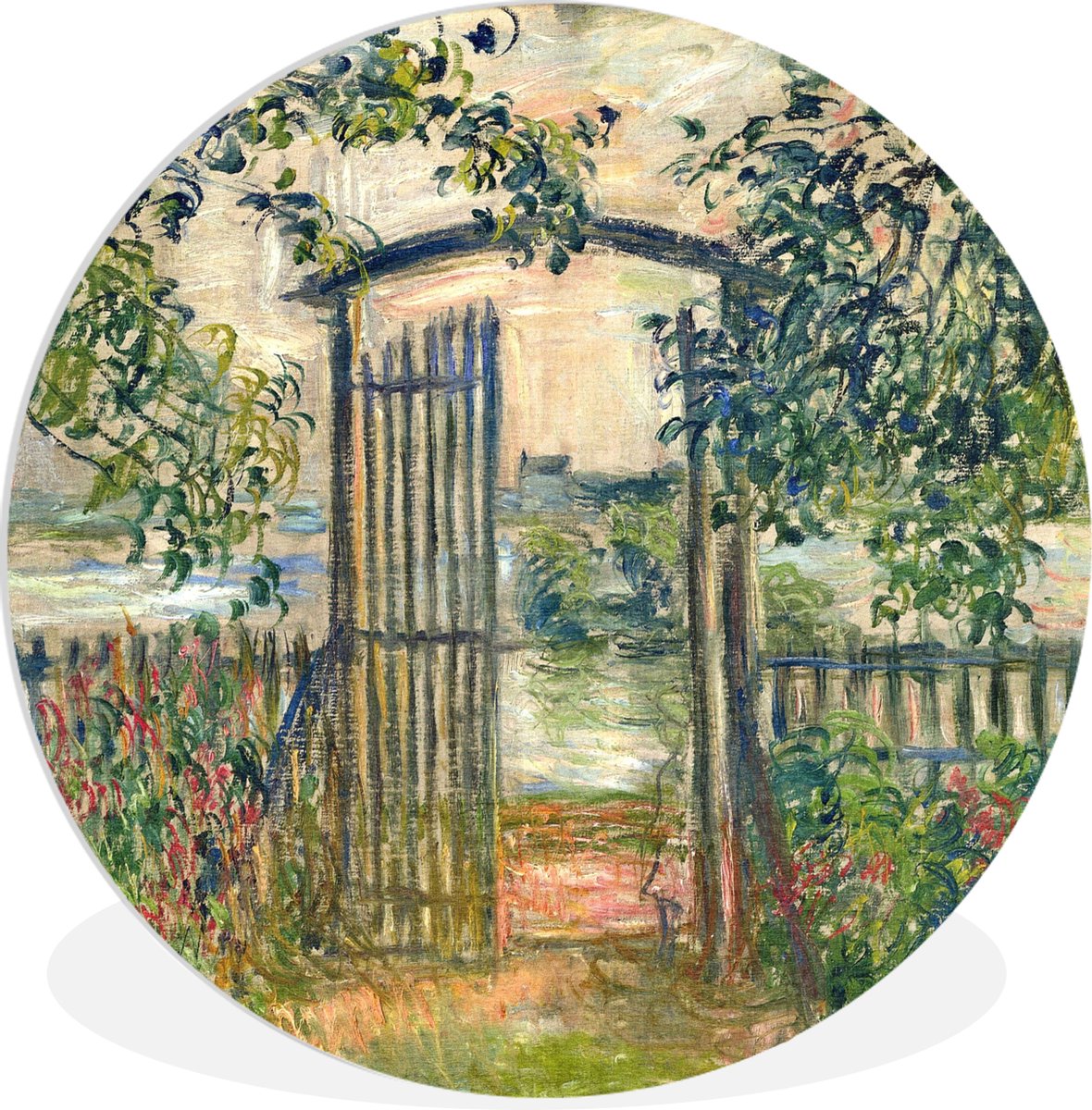 WallCircle - Wandcirkel ? 90 - De tuinpoort in Vétheuil - Claude Monet - Ronde schilderije