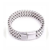 Soraro Gevlochten Zilver en Magnetische Schuifsluiting | Zilver | 19CM | Armband Mannen | Armband Heren | Heren Armband | Cadeau voor Man | Mannen Cadeautjes | Pasen | koningsdag