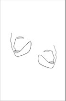 Walljar - Outline Faces - Muurdecoratie - Poster met lijst