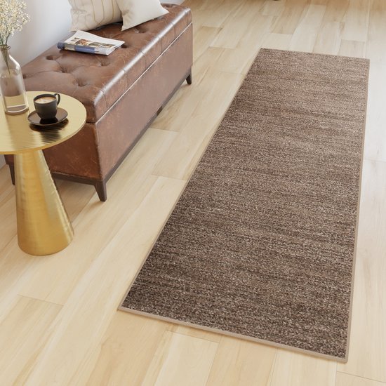 Tapiso Sari Tapis de passage Marron Moderne Durable Salon Couloir Chambre Taille - 70x700