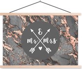 Posterhanger incl. Poster - Schoolplaat - Spreuken - Mr & Mrs - Quotes - Trouwen - 150x100 cm - Blanke latten