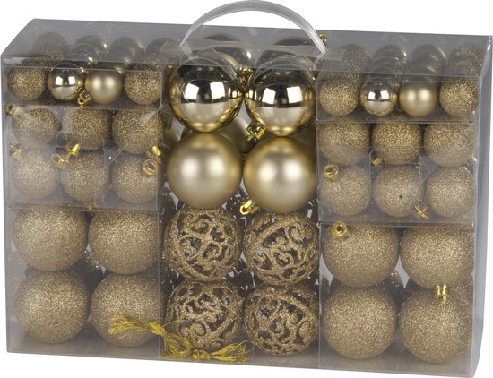 Christmas Gifts kerstballenset - 100 stuks - 3/4/6cm - Goud