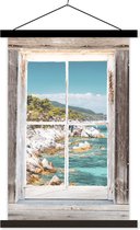 Porte-affiche avec affiche - Affiche scolaire - Vue à travers - Mer - Bois - 120x180 cm - Lattes noires