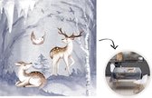 Tafelkleed - Tafellaken - 120x120 cm - Winter - Vogel - Hert - Binnen en Buiten