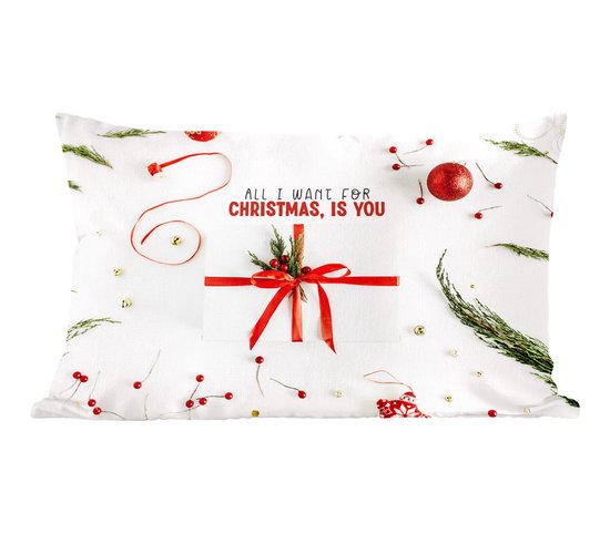 Sierkussens - Kussentjes Woonkamer - 60x40 cm - Winter - Rood - Quote - Kerstversiering - Kerstdecoratie voor binnen - Woonkamer