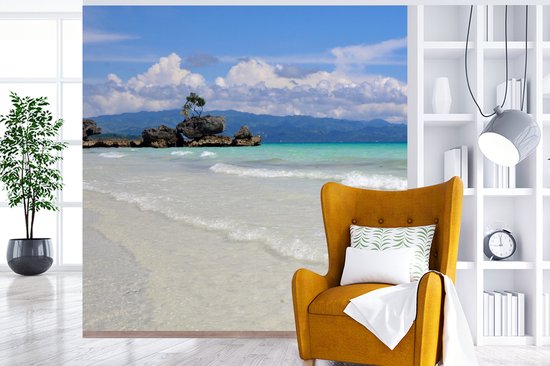 Papier peint photo vinyle - Plage tropicale de l'île de Boracay largeur 300 cm x hauteur 300 cm - Tirage photo sur papier peint (disponible en 7 tailles)