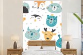 Behang babykamer - Fotobehang Dieren - Kinderen - Patronen - Jongens - Meisjes - Baby - Kind - Breedte 155 cm x hoogte 240 cm - Kinderbehang