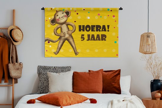 Tapisserie - Toile murale - Anniversaire - Singe - Animaux - 150x100 cm - Tapisserie