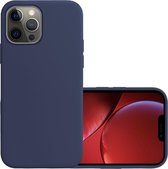 Hoes Geschikt voor iPhone 13 Pro Max Hoesje Cover Siliconen Back Case Hoes - Donkerblauw