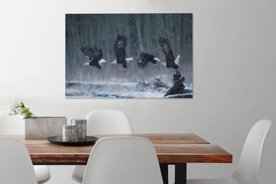 Aigle se lève à 90x60 cm - Tirage photo sur toile (Décoration murale salon / chambre)