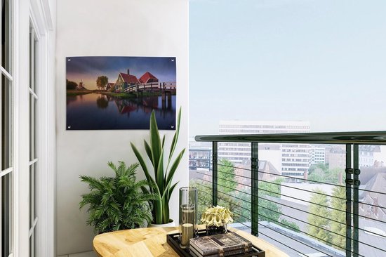 Décoration de jardin Zaanse schans le long du pont - 60x40 cm - Affiche de jardin - Toile de jardin