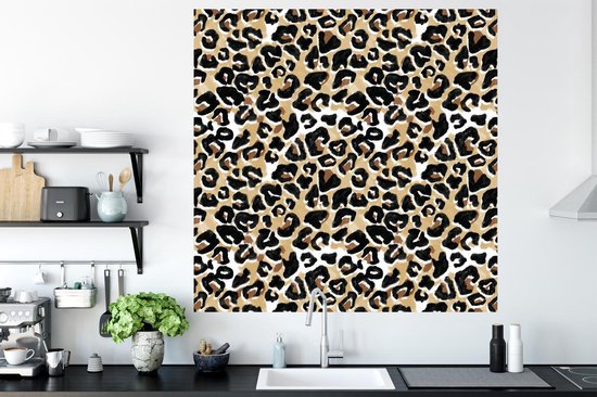 Stickers muraux - Film autocollant - Imprimé animalier - Panthère - Marron - Aquarelle - 120x120 cm - Film adhésif - Stickers muraux Chambre d'enfant - Papier peint autocollant XXL