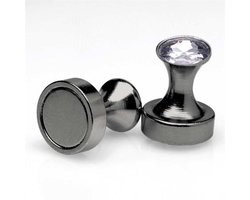 Black Line - Magnetische Power Pins Tepelklemmen met Siersteentje - Zwart
