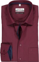 MARVELIS comfort fit overhemd - donkerrood Chambray (contrast) - Strijkvrij - Boordmaat: 43