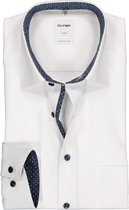 OLYMP Luxor comfort fit overhemd - mouwlengte 7 - wit  (contrast) - Strijkvrij - Boordmaat: 40