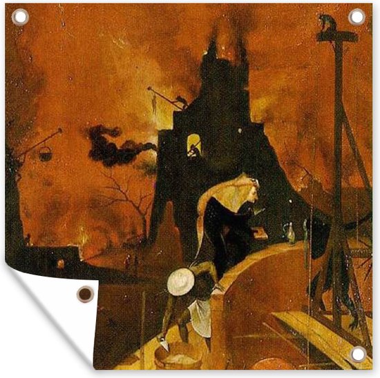 Tuinposters Haywain right wing of the triptych - schilderij van Jheronimus Bosch - 50x50 cm - Tuindoek - Buitenposter