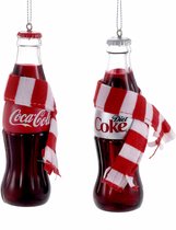 Kurt S. Adler Coca Cola flesjes met sjaal ornamenten 12cm