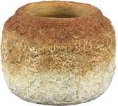 PTMD Fey Ronde Bloempot - H12 x Ø14 cm - Cement - Goud