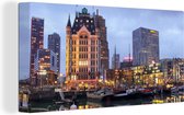 Canvas Schilderij Rotterdam - Skyline - Architectuur - 80x40 cm - Wanddecoratie