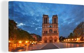 Canvas Schilderij Parijs - Notre Dame - Wolken - 40x20 cm - Wanddecoratie