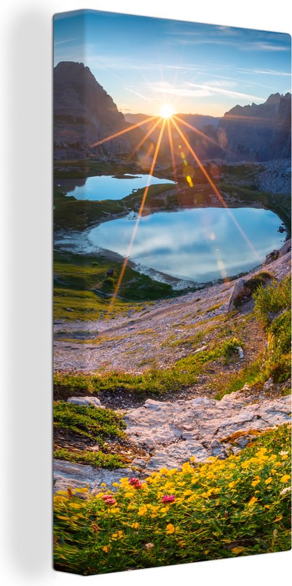 Tableau sur toile Alpes - Lac - Soleil - 80x160 cm - Décoration murale