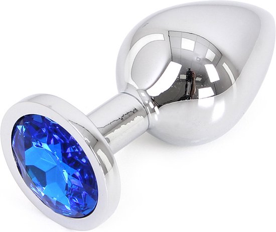 Perfect Lover - Buttplug Aluminium - Blauw Sierkristal - Maat M