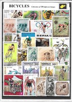 Fietsen – Luxe postzegel pakket (C5 formaat) : collectie van 100 verschillende postzegels van fietsen – kan als ansichtkaart in een A6 envelop - authentiek cadeau - kado - geschenk