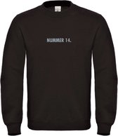 Sweater Zwart L - nummer 14 - grijs - soBAD. | Sweater unisex | Sweater man | Sweater dames | Voetbalheld | Voetbal | Legende