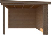 Blokhut met overkapping lessenaar dak 300 x 300 + 300cm