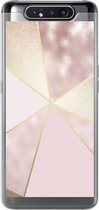 Geschikt voor Samsung Galaxy A80 hoesje - Marmer print - Roze - Goud - Chic - Siliconen Telefoonhoesje