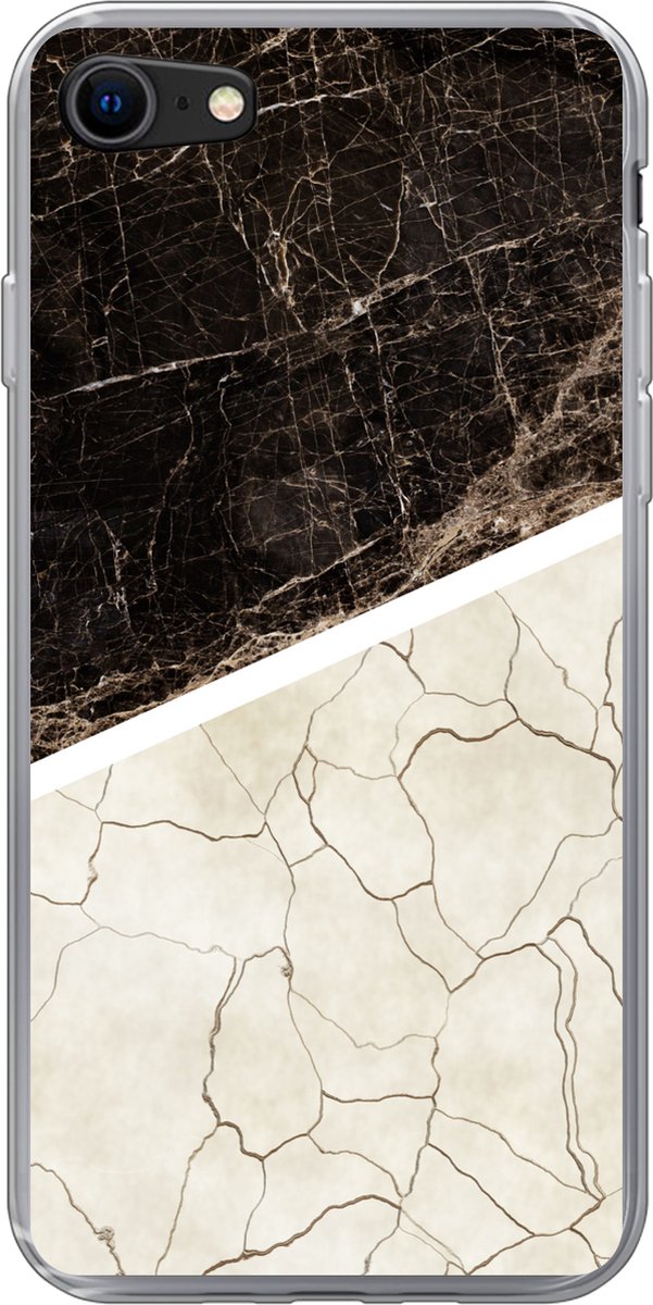 Telefoonhoesje Geschikt voor iPhone SE 2020 hoesje - Marmer print - Structuur - Abstract - Siliconen Telefoonhoesje Telefoonhoesje