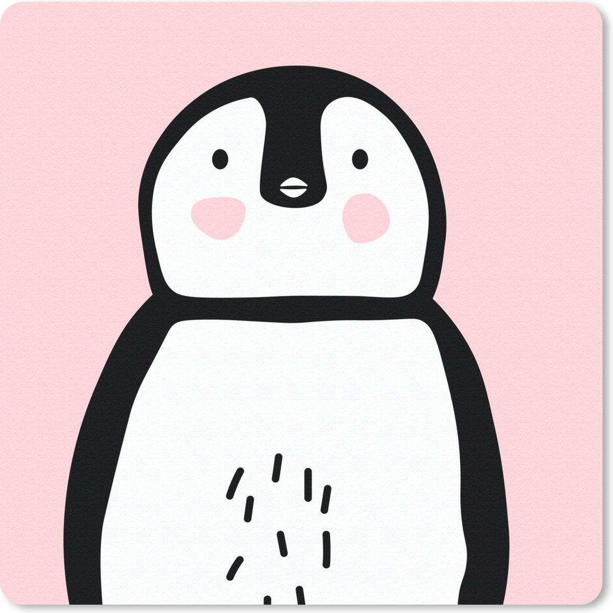 Muismat 30x30 cm - Mousepad Pinguïn - Kind - Roze - Muismatten
