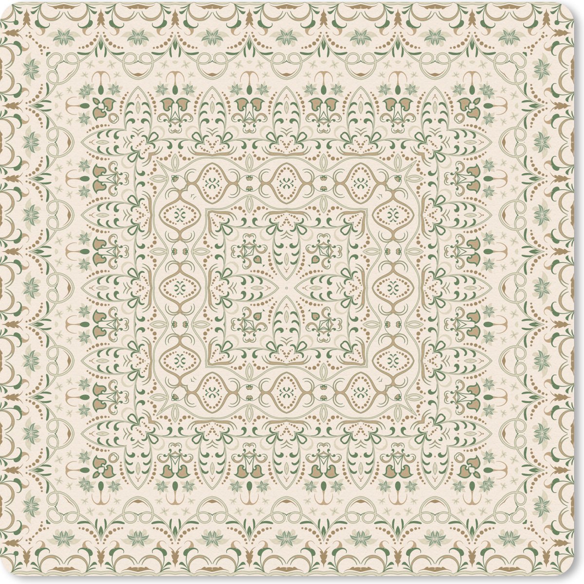 Muismat 20x20 cm - Mousepad Perzisch Tapijt - Vloerkleed - Patronen - Groen - Muismatten