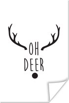 Citation de Noël Oh cerf sur fond blanc 20x30 cm - petit