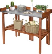 Oppottafel - Verpottafel - Tuinwerktafel - Kweektafel - Werktafel met Verzinkt Werkblad - Stevig Kieferhout - 95x87cm