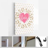 Happy Valentine's Day set kaarten. Handgetekende romantische belettering - Modern Art Canvas - Verticaal - 1626998131